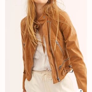 Free People Fenix Vegan Moto Jacket in Camel